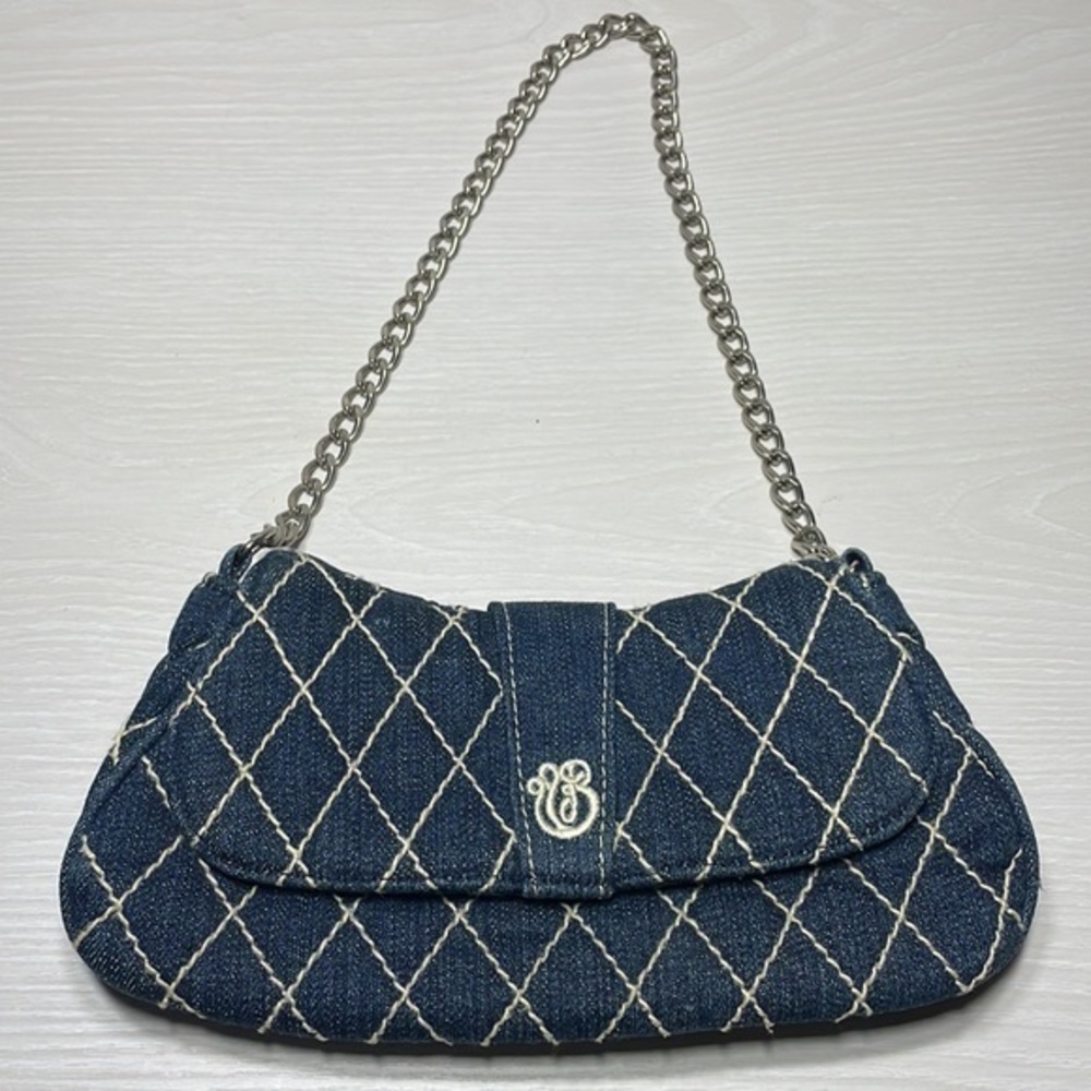 Vera Bradley Y2K Chain Strap Quilted Denim Expandable Mini Shoulder Bag Purse